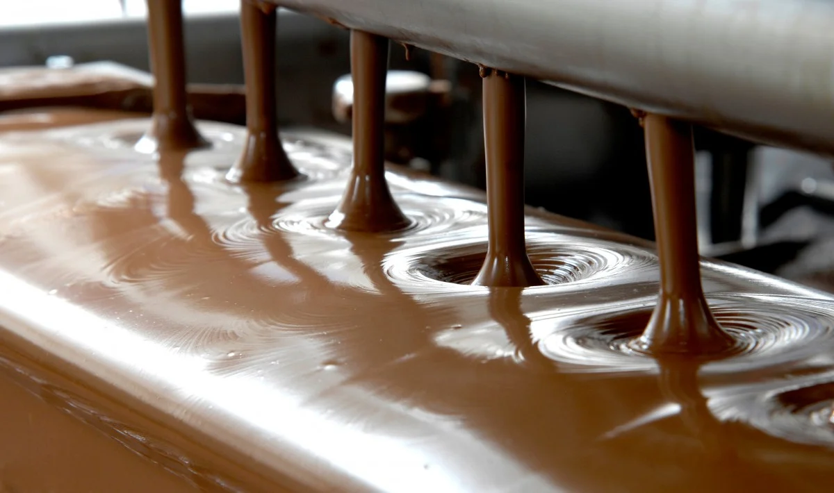 colata di cioccolato da macchinario industriale